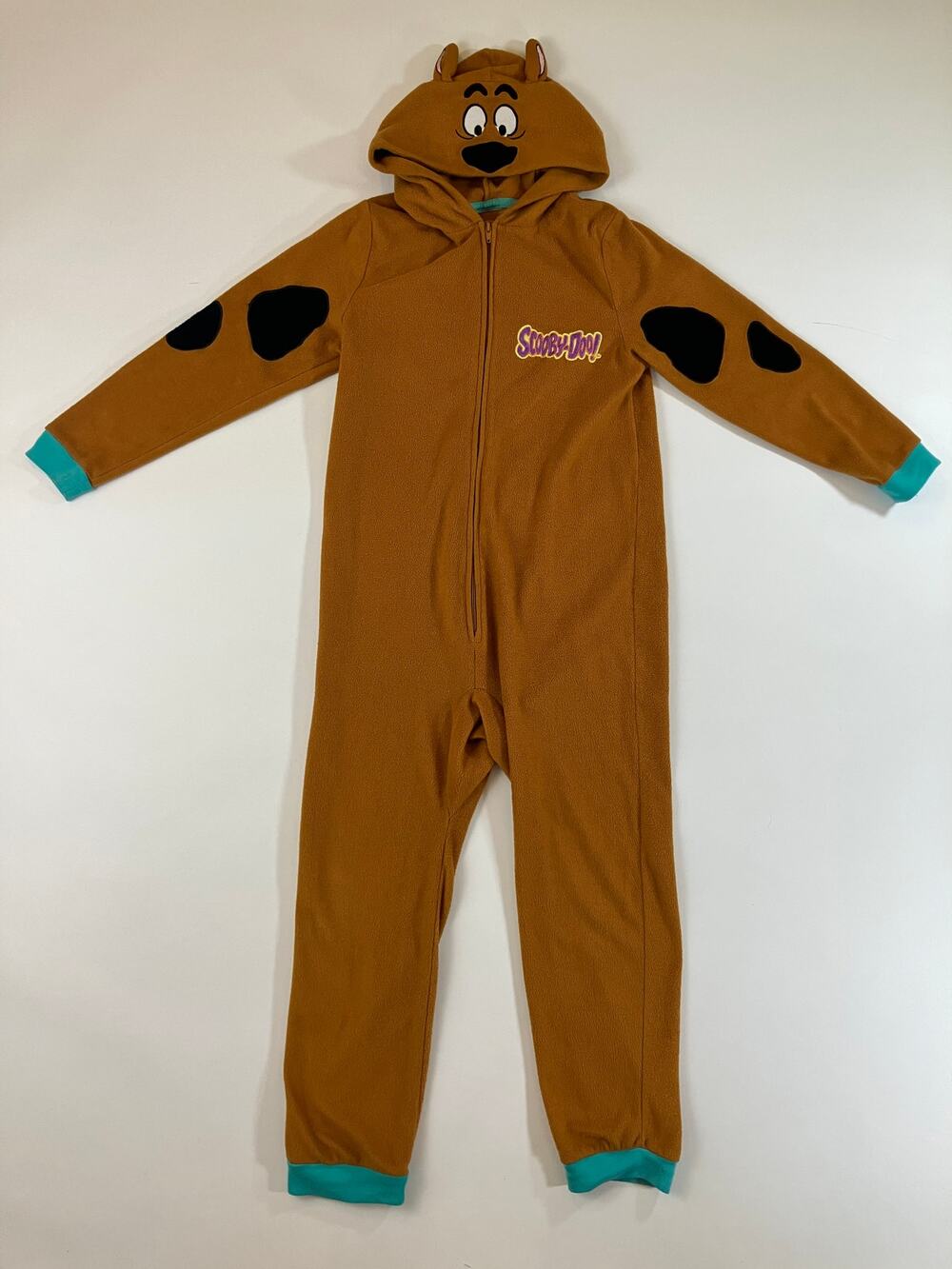 Scooby-Doo Kids Brown Fleece Hooded Union Suit Pajamas Costume Size UNKNOWN